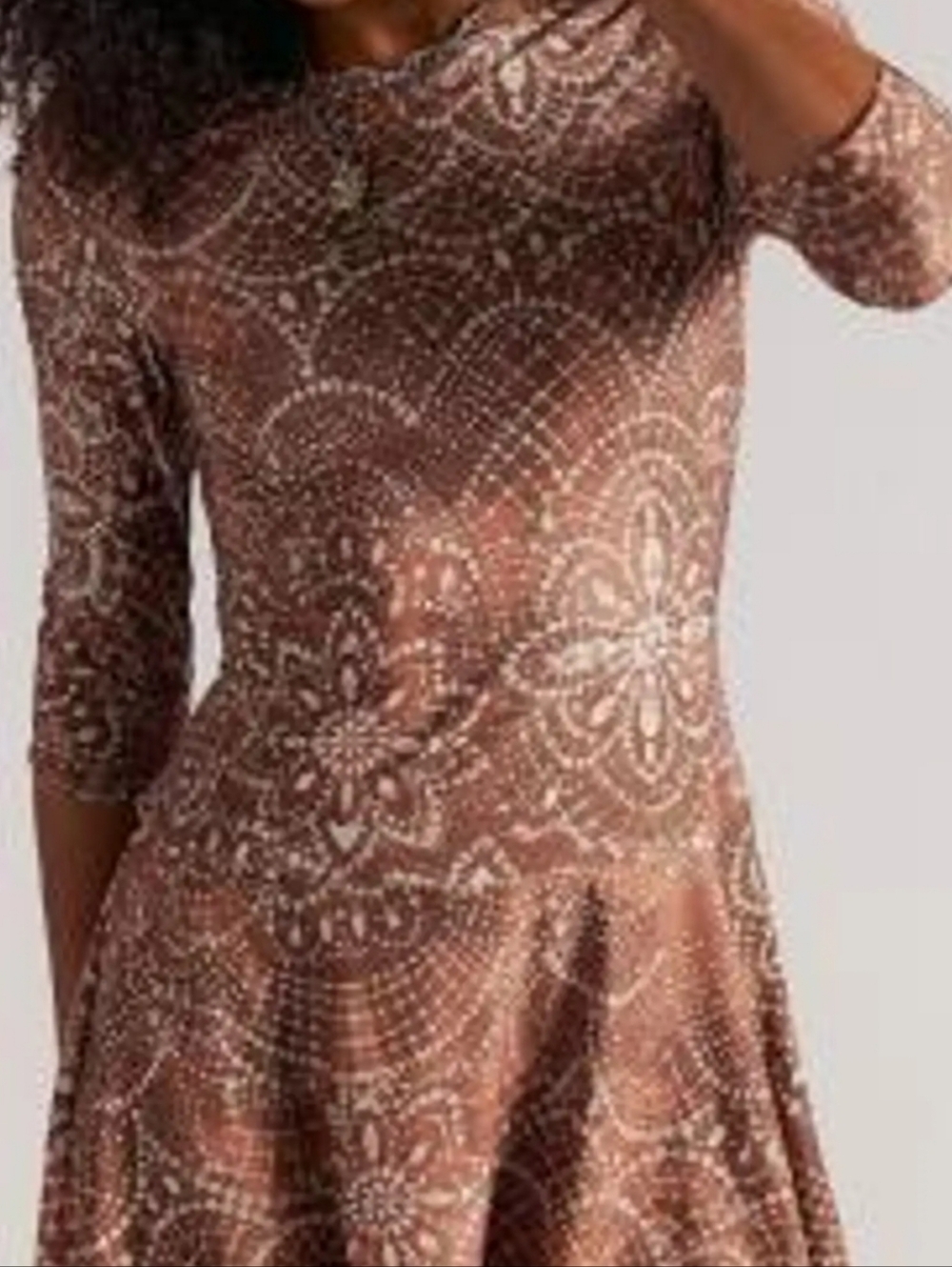 Free People Peach Floral Lace-Print Fit & Flare Dress